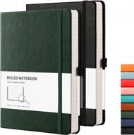 rettacy 2-pack leather journal notebooks with 376 numbered pages, hardcover and 100gsm thick paper, 5.75'' × 8.38'' for writing logo