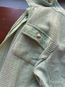 img 6 attached to Женская рубашка-куртка в стиле "Boyfriend" в рубчик: блузка на пуговицах с свободной посадкой и длинными рукавами от Yanekop.