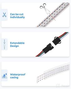 img 2 attached to Aclorol WS2812B 144 Pixels RGB LED Strip Light: Programmable Dream Color with Waterproof White PCBStrip Lighting IP - 5V, 3.3ft 1M, Individually Addressable, 144 LEDs