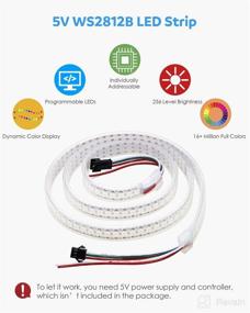 img 3 attached to Aclorol WS2812B 144 Pixels RGB LED Strip Light: Programmable Dream Color with Waterproof White PCBStrip Lighting IP - 5V, 3.3ft 1M, Individually Addressable, 144 LEDs