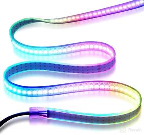 img 4 attached to Aclorol WS2812B 144 Pixels RGB LED Strip Light: Programmable Dream Color with Waterproof White PCBStrip Lighting IP - 5V, 3.3ft 1M, Individually Addressable, 144 LEDs