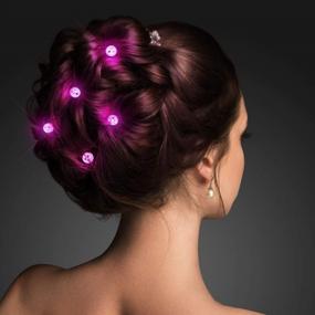 img 2 attached to 25-Pack Mini LED Blinking Round Pink Pins With Clip-On Earring Attachment
