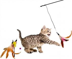 img 1 attached to Keep Your Kitten Entertained With ItPlus Interactive Cat Toy - Chaser Training Rod With Feather Wand And Refill Replaceable Feathers (Style 1)