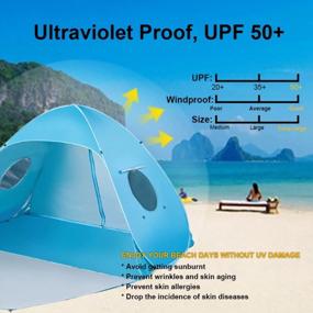 img 3 attached to ICorer Extra Large 3-4 Person Beach Cabana Tent Sun Shade Shelter - Sets Up In Seconds, Blue 78.7" L X 47.2" W X 51.2" H