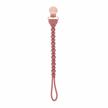 keep your child's pacifier and toys secure with itzy ritzy silicone pacifier clip in rosewood and rose gold logo