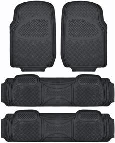 img 4 attached to 🚐 BDK Heavy Duty Rubber Floor Mats for Vans and SUVs - Full Set of 4 Pieces (3 Rows) - Trimmable All Weather Mat in Black Color - MT-713-711-BK