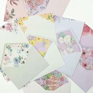 unique flower design stationary set: 48 sheets writing paper + 24 pcs a6 envelopes with water-based adhesive - scstyle logo