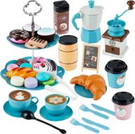 tepsmigo toy tea set for kids - coffee maker, dessert cookies, play kitchen accessories for toddlers boys girls logo