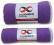 hot yoga mat towel and hand towel set of 2-100% microfiber, non slip, super absorbent, ideal as bikram, ashtanga logo