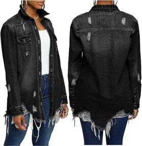 img 4 attached to Sunloudy Jacket Sleeve Button Ripped Women's Clothing : Coats, Jackets & Vests
