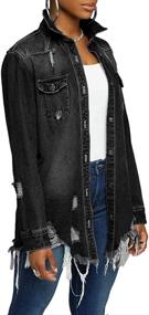 img 2 attached to Sunloudy Jacket Sleeve Button Ripped Women's Clothing : Coats, Jackets & Vests