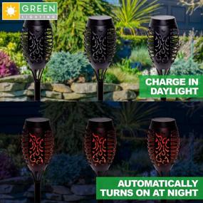img 3 attached to Светильники Flame Flicker на солнечных батареях - светодиодные садовые фонари с декоративными факелами для дорожек, газонов и ландшафтов - GreenLighting (набор из 6 шт.)