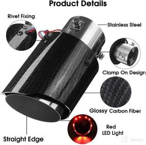 img 3 attached to 🔥 Top 10 Racing Red Flame LED Carbon Fiber Exhaust Muffler Tip - 2.5" Inlet, 4" Outlet - Straight Style for Racing Automobile Car Tail Pipe Light