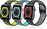 спортивные ремешки omiu iwatch, совместимые с ремешком apple watch 38 мм, 40 мм, 41 мм, 42 мм, 44 мм, 45 мм, 49 мм для мужчин и женщин, 3 упаковки, дышащие силиконовые браслеты, сменный ремешок для iwatch ultra series 8/7/6/5/4/3/2/1/se логотип