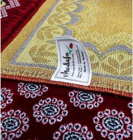img 1 attached to Complete Your Prayers In Style With Modefa'S Thin Velvet Floral Prayer Rug Set - Red