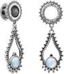 stunning tbosen teardrop opal wedding earrings - fashionable large dangle bridal ear gauges with stainless steel & screw fit tunnels in range of sizes from 2g to 1-3/16 inch logo