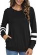 chic and comfy: folunsi women's plus size color block tops with handy pockets logo