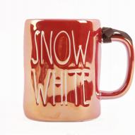 red luster ceramic coffee mug with snow white design by disney princess x rae dunn - perfect home or office decor. logo