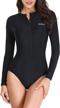 upf 50 women's long sleeve zipper one piece rash guard swimsuit for surfing and bathing logo