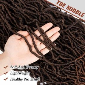 img 1 attached to 36 Inch Faux Locs Crochet Hair, Ombre Brown Soft Locs Crochet Hair 4 Packs Extensible Curly Wavy Locs Crochet Hair For Women Pre-Looped Synthetic Goddess Locs Crochet Hair (36 Inch(4 Packs),1B/30)