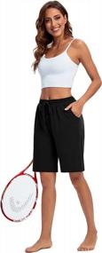 img 1 attached to ASIMOON женские шорты-бермуды, спортивные шорты для отдыха, свободные шорты для бега, повседневные длинные шорты для йоги с карманами