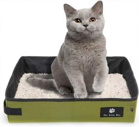img 4 attached to Portable, Lightweight & Waterproof Cat Litter Box - Misyue Collapsible Soft Foldable For Travel (L) In Black