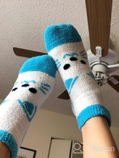 img 1 attached to Pack Of 5 Super Soft Microfiber Fuzzy Slipper Socks For Women - Ultra-Comfortable And Warm Home Sleeping Winter Socks By Dosoni review by Joshua Follansbee