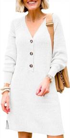 img 4 attached to Women'S Oversized V-Neck Button Down Knitted Winter Sweater Dress