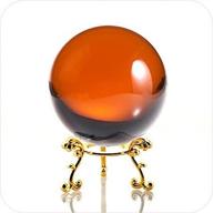 amlong crystal amber 60mm (2.3 inch) crystal ball with golden flower stand and gift package logo