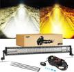 auxbeam 30 inch 180w amber led light bar dual color 6 modes amber white flashing strobe light off-road auxiliary fog light spot flood combo w/ 10ft wiring harness logo