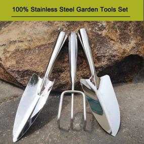 img 3 attached to Premium Stainless Steel Garden Hand Tools Set - 3 Piece Heavy Duty Gardening Kit For Men And Women - Perfect Outdoor Gift By FANHAO