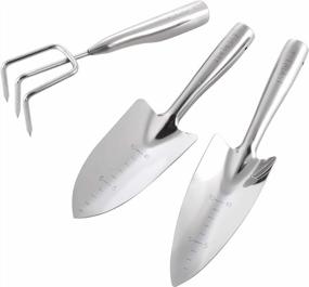 img 4 attached to Premium Stainless Steel Garden Hand Tools Set - 3 Piece Heavy Duty Gardening Kit For Men And Women - Perfect Outdoor Gift By FANHAO