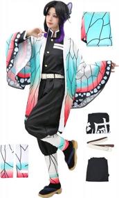 img 4 attached to Kochou Shinobu Cosplay Costume Kimono Outfit With Belt For Women, Halloween Costume In US Sizes - C-ZOFEK