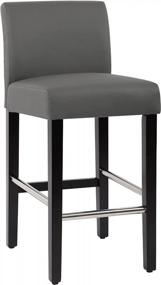 img 1 attached to NOBPEINT Современный барный стул с высотой стойки, мягкий барный стул из искусственной кожи со стальными подножками, высота сиденья 26 дюймов, (набор из 2) серый