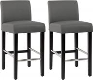 nobpeint contemporary counter height bar stool, upholstered faux leather barstool with steel footrests, 26 inch seat height, (set of 2) gray logo