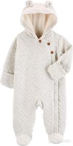 img 2 attached to 👶 Carter's Baby Girls' Hooded Quilted Pram Sleep & Play - Newborn to 9M: Cozy and Cute
