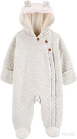 img 1 attached to 👶 Carter's Baby Girls' Hooded Quilted Pram Sleep & Play - Newborn to 9M: Cozy and Cute