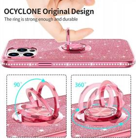 img 2 attached to OCYCLONE For IPhone 13 Pro Case, Luxury Glitter Sparkle Diamond Cover With Ring Stand, Bling Protective Cute Phone Case Compatible With 6.1 Inch IPhone 13 Pro Case For Women Girls - Pink