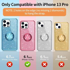 img 3 attached to OCYCLONE For IPhone 13 Pro Case, Luxury Glitter Sparkle Diamond Cover With Ring Stand, Bling Protective Cute Phone Case Compatible With 6.1 Inch IPhone 13 Pro Case For Women Girls - Pink
