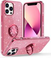 ocyclone for iphone 13 pro case, luxury glitter sparkle diamond cover with ring stand, bling protective cute phone case compatible with 6.1 inch iphone 13 pro case for women girls - pink logo