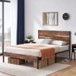 vecelo full size rustic platform bed with vintage wood headboard and strong metal slats for optimal mattress support logo