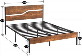 img 2 attached to VECELO Full Size Rustic Platform Bed With Vintage Wood Headboard And Strong Metal Slats For Optimal Mattress Support