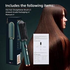 img 3 attached to Aokitec Ring Green Hair Straightener Brush - Fast Heating With 3 Temp Settings, Built-In Comb, LED Display, PTC Ceramic Heating & Anti-Scald - Perfect For Salon-Quality Straightening At Home