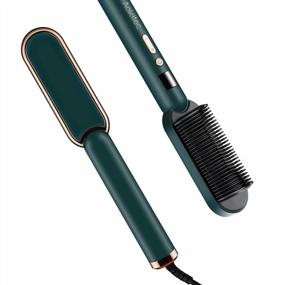 img 4 attached to Aokitec Ring Green Hair Straightener Brush - Fast Heating With 3 Temp Settings, Built-In Comb, LED Display, PTC Ceramic Heating & Anti-Scald - Perfect For Salon-Quality Straightening At Home