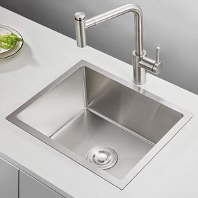 img 3 attached to Handmade 304 Stainless Steel Undermount Kitchen Sink With Basket Strainer - ROVOGO 23 X 18 Inch Single Bowl Bar Prep Sink