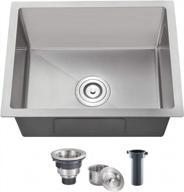 handmade 304 stainless steel undermount kitchen sink with basket strainer - rovogo 23 x 18 inch single bowl bar prep sink logo