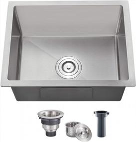 img 4 attached to Handmade 304 Stainless Steel Undermount Kitchen Sink With Basket Strainer - ROVOGO 23 X 18 Inch Single Bowl Bar Prep Sink