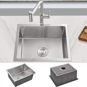 img 2 attached to Handmade 304 Stainless Steel Undermount Kitchen Sink With Basket Strainer - ROVOGO 23 X 18 Inch Single Bowl Bar Prep Sink