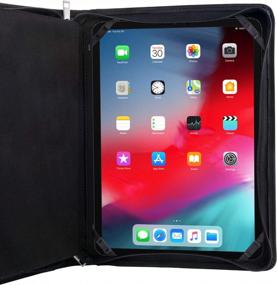 img 1 attached to Classy Black Vintage Leather Portfolio For 12.9 Inch IPad Pro: Multi-Function Organizer Padfolio Case With Zipper Document Folder