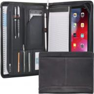 стильный черный винтажный кожаный портфель для 12,9-дюймового ipad pro: многофункциональный органайзер padfolio case с папкой для документов на молнии логотип